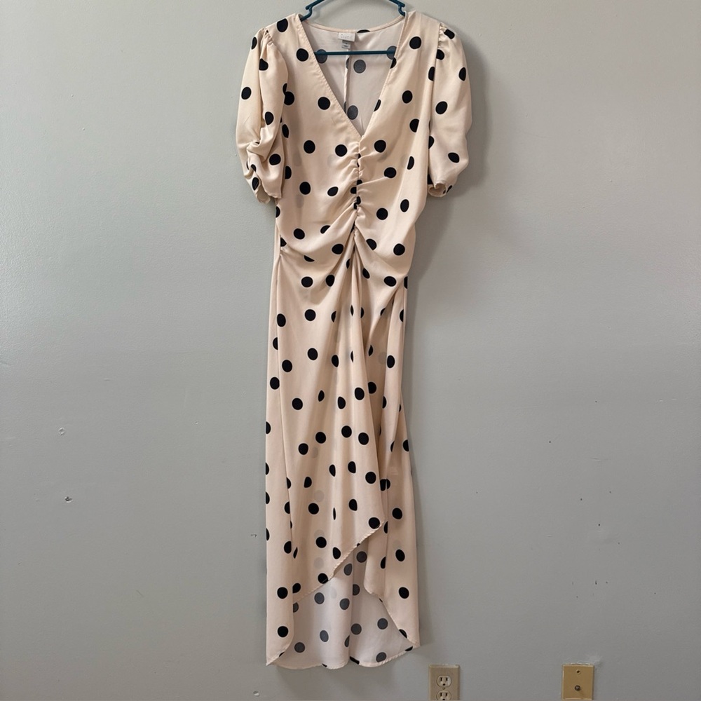 a new day Cream High Low Dress with Black Polka Dots